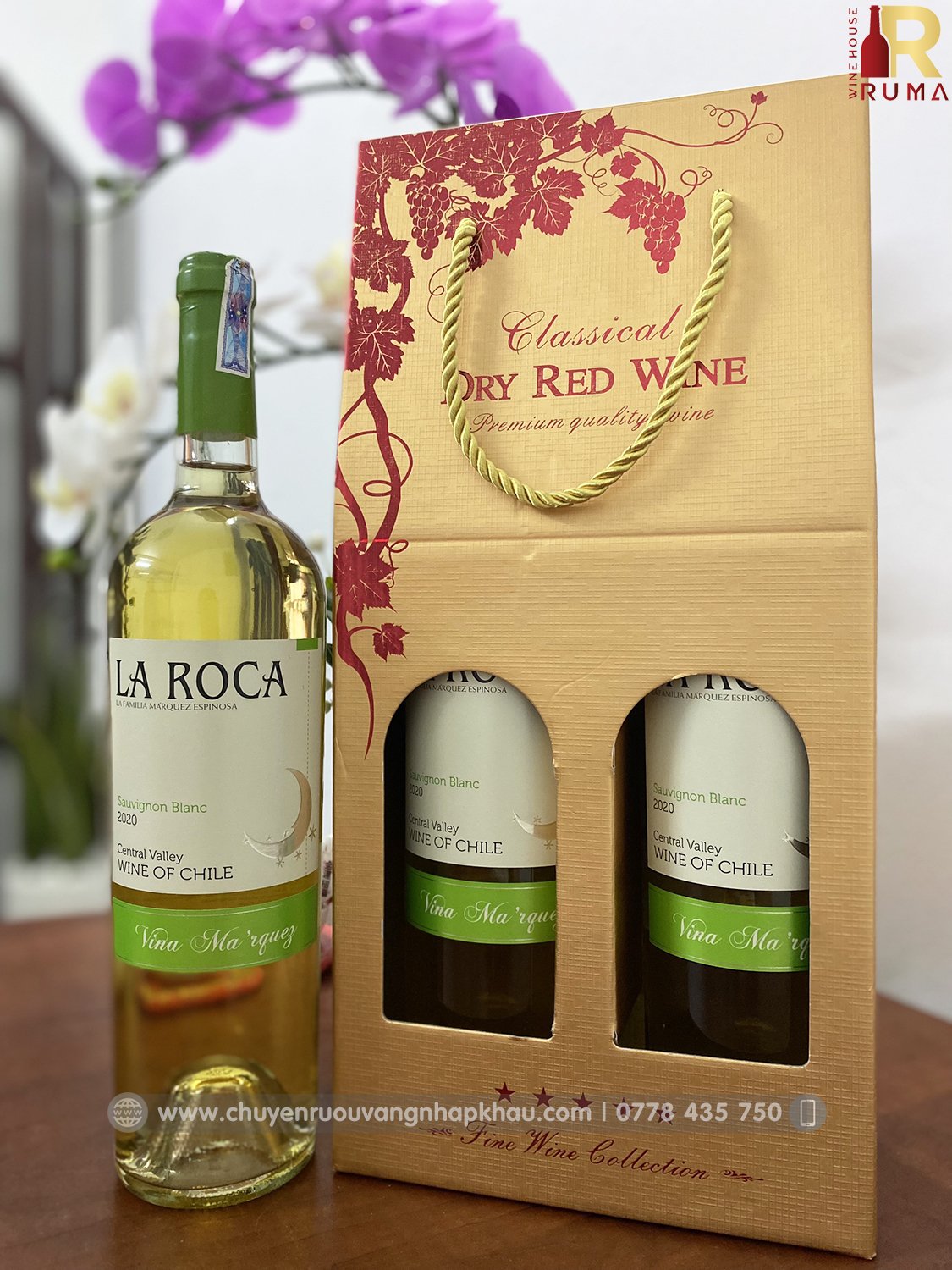 Set 2 chai vang Chile La Roca nhập khẩu chính hãng
