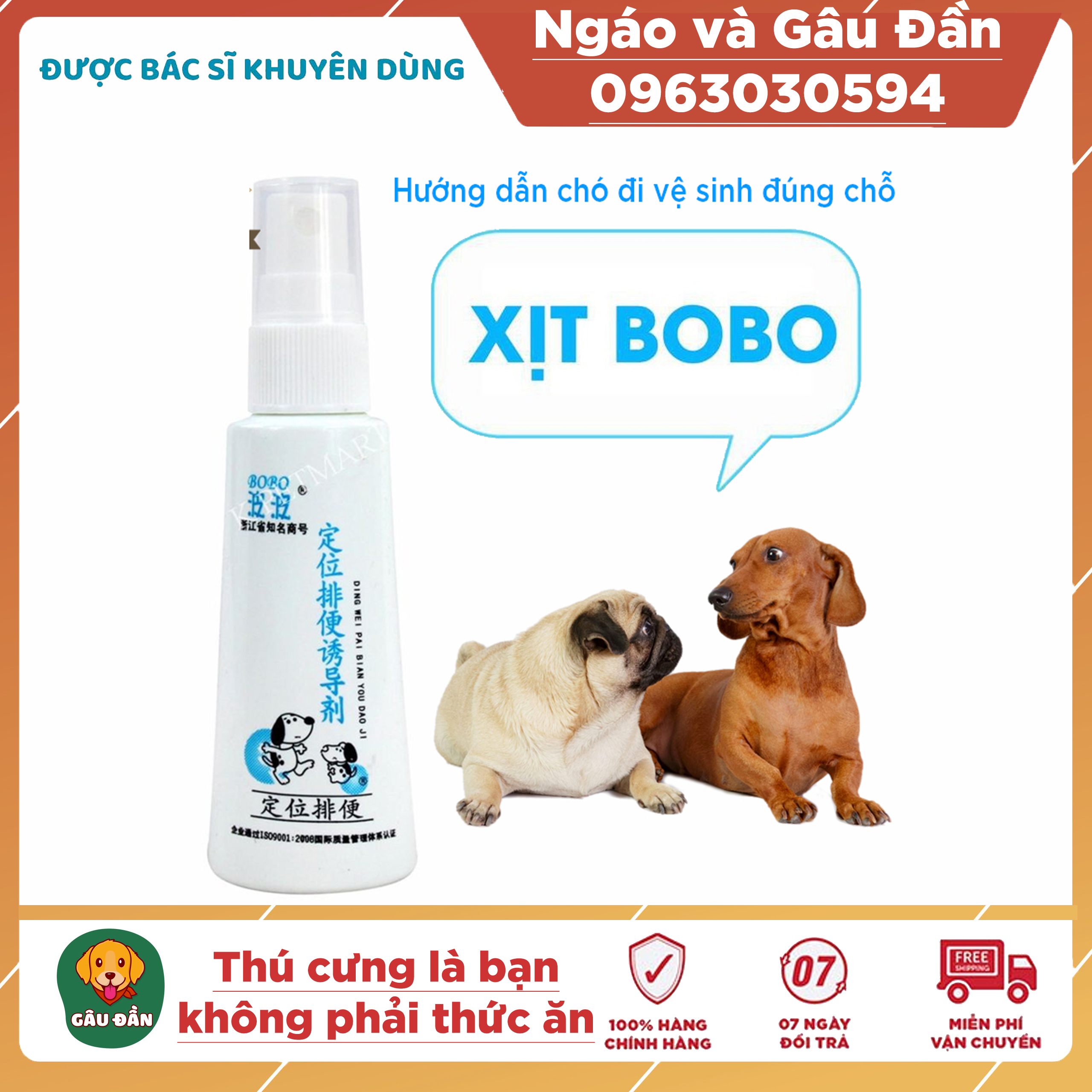 Chai xịt vệ sinh huấn luyện chó đi vệ sinh đúng chỗ Bobo