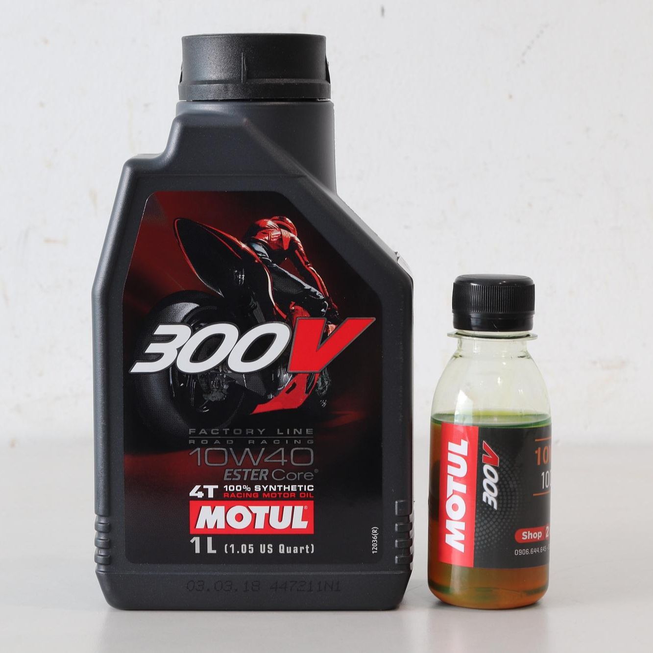 Combo nhớt motul 300v factory line 10w40 1l và chiết lẻ 100ml