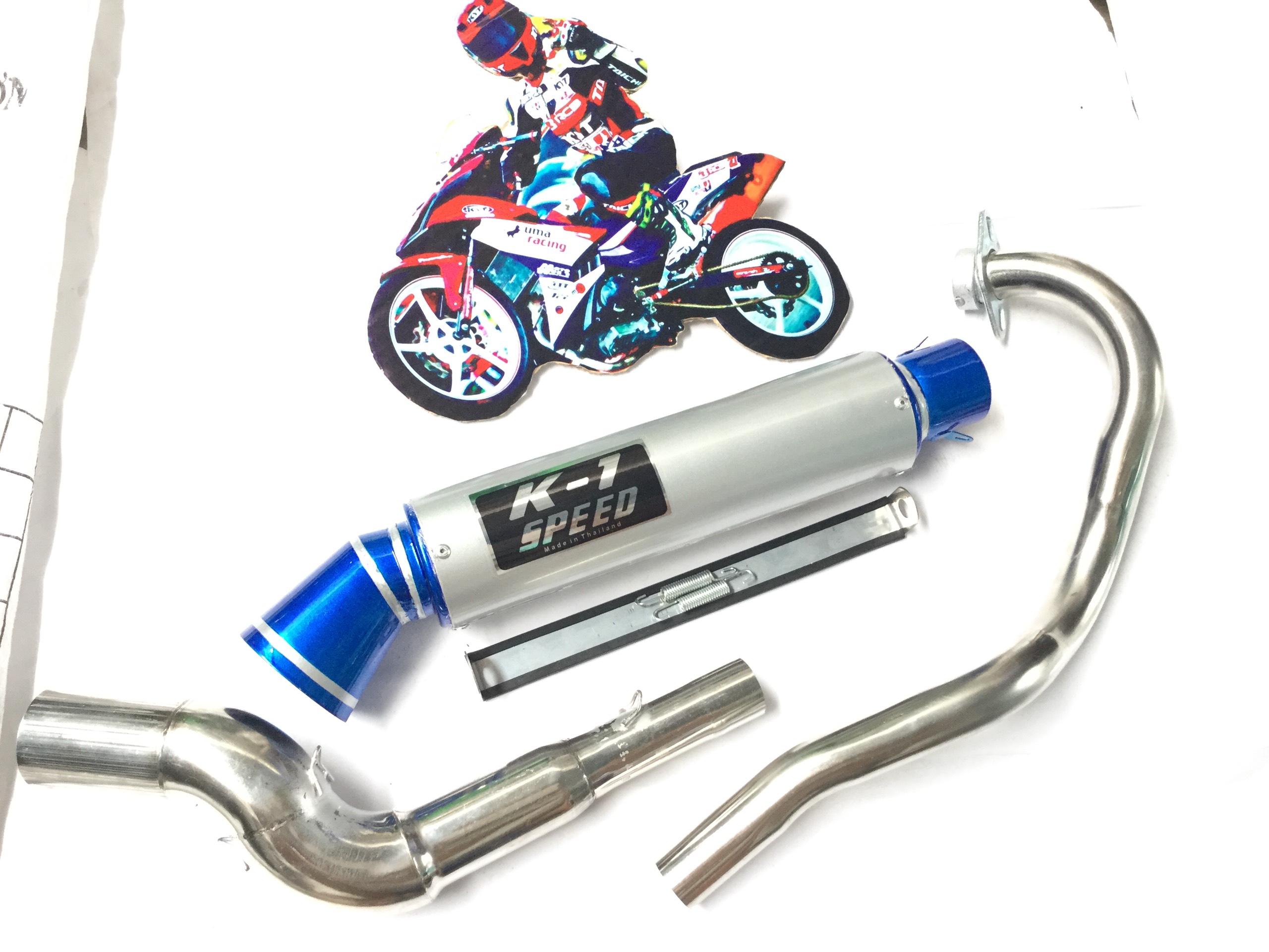 Pô K1 vip xanh - Cổ Cong 2 Khúc Đá Exciter 150