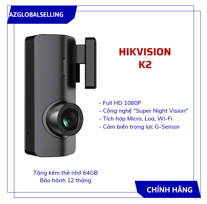 Camera Hành trình HD 1080P Hikvision K2 (Tặng kèm thẻ nhớ 64GB)