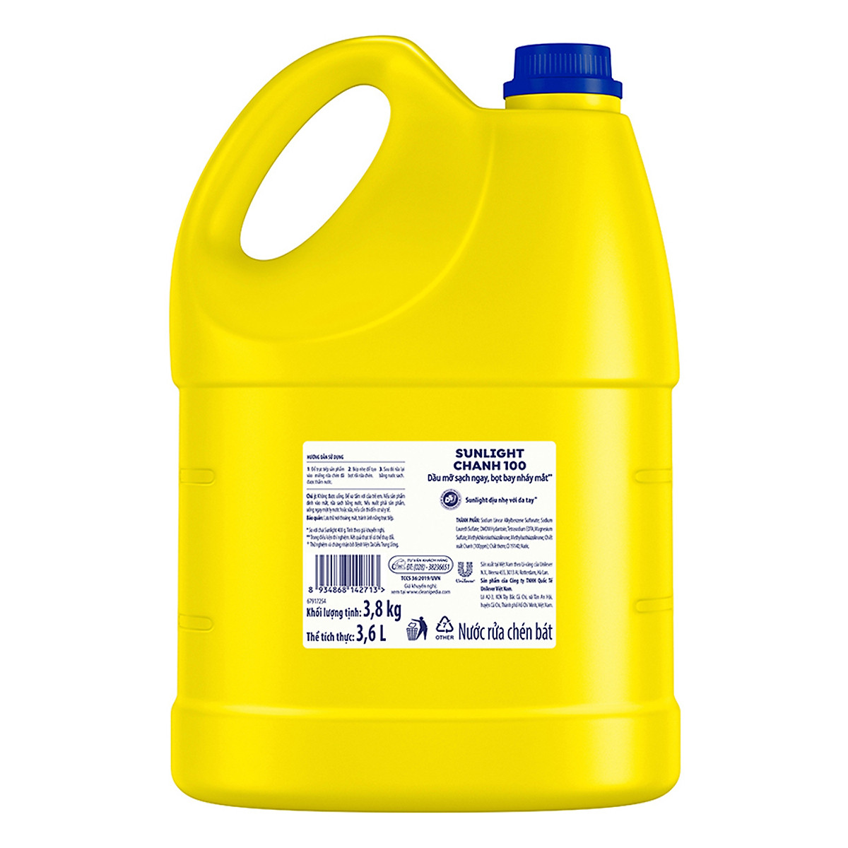 Nước Rửa Chén Sunlight Chanh 3.6kg Công Nghệ Mới Dạng Chai