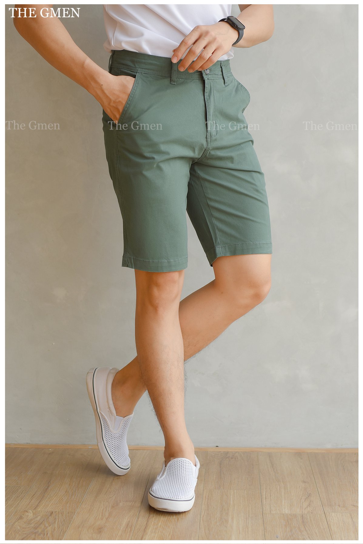 Quần Short Kaki Nam - Xanh Rêu