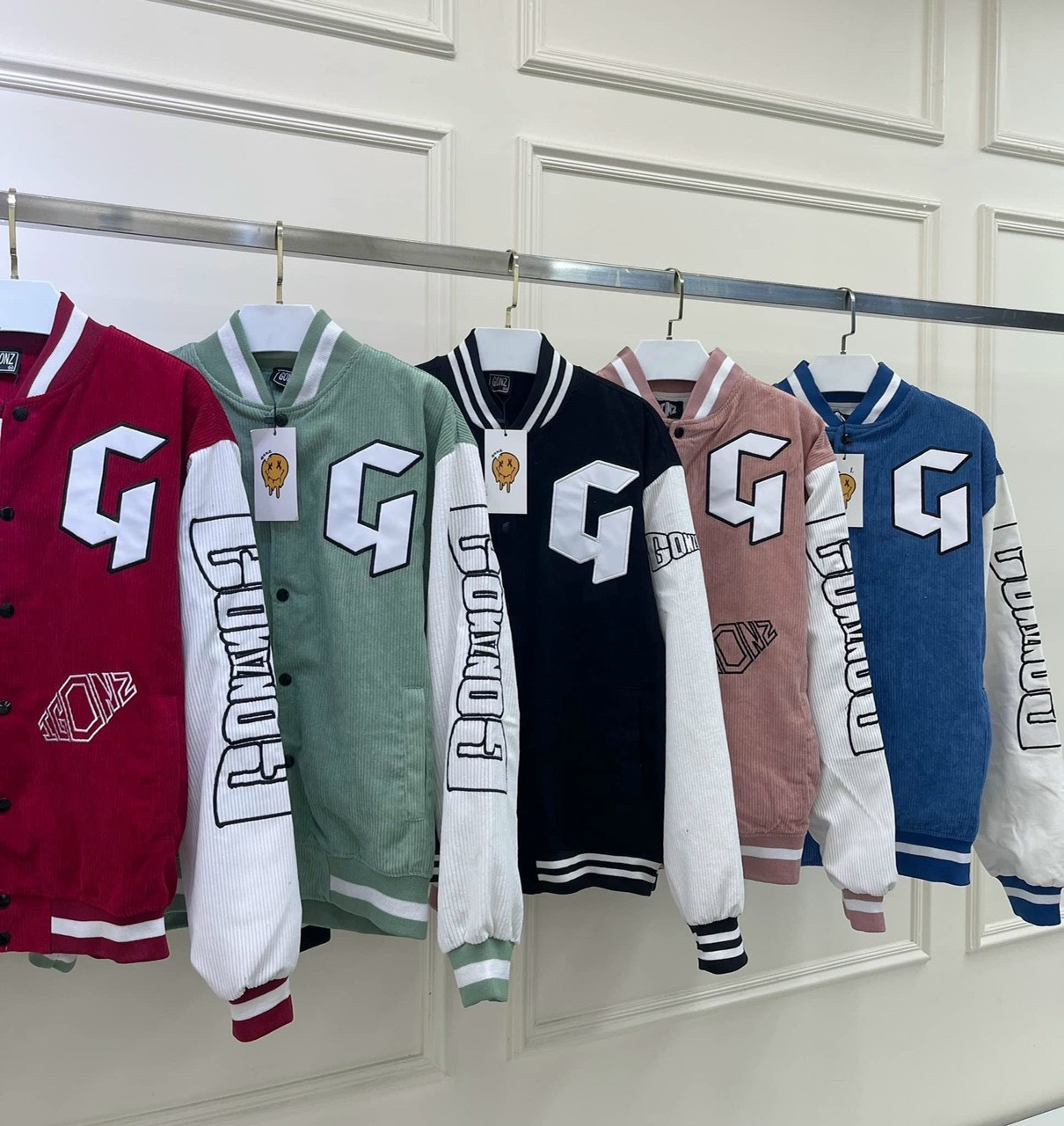 Áo Khoác Nhung Nam Nữ, Áo Nhung Form Rộng in Phối Mặt Cười Kèm Logo G Siêu Độc Đáo tp097