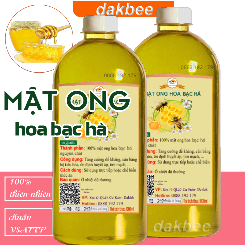 1 LÍT Mật ong hoa bạc hà nguyên chất Hà Giang tăng cường sức khỏe, sức đề kháng, cam kết chất lượng, giá tận gốc - dakbee --[greenflash]