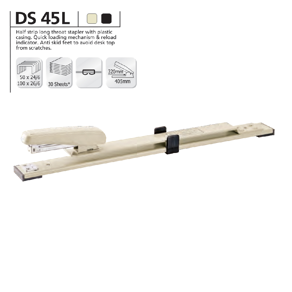 Bấm Kim Số 03 Thân Kim Loại KANGARO - Dáng dài, Có Thể Bấm Tối Đa 30 Tờ - KN_DS45L