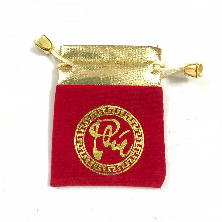 Túi gấm nhung chữ phúc màu đỏ 9x7cm - sp005136