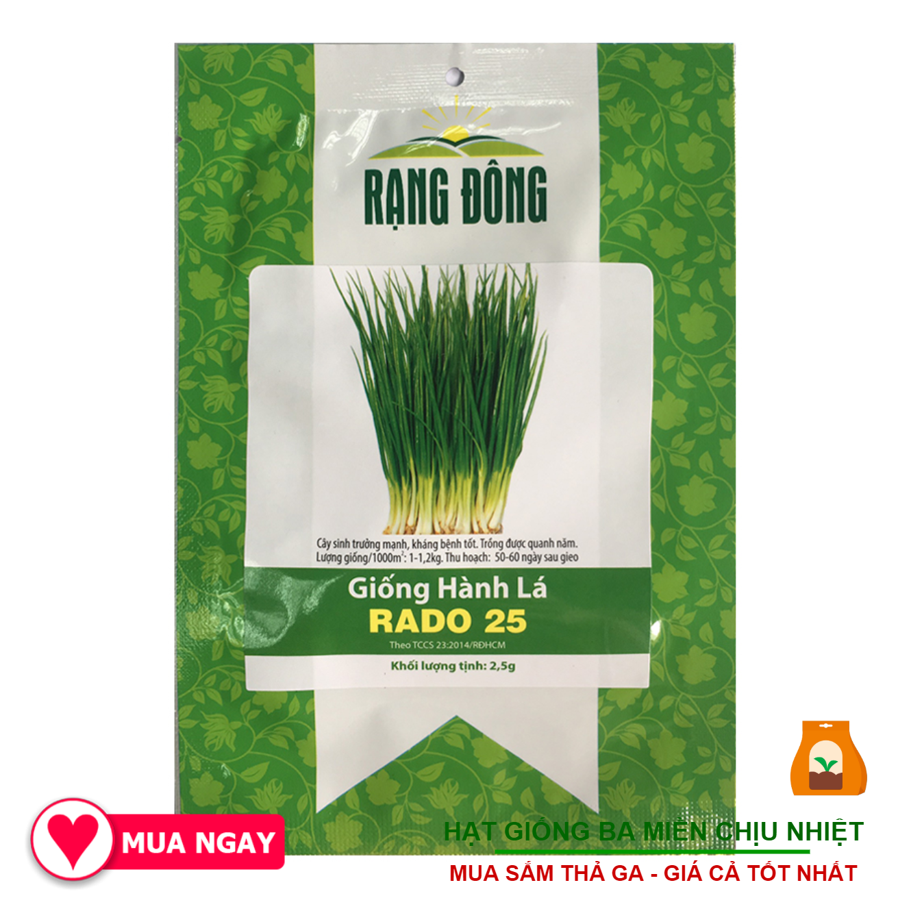 Hạt giống hành lá rạng đông 2.5 gram