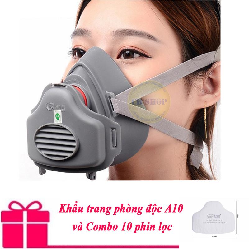 Mặt nạ phòng độc dùng phun sơn, phun th.uốc s.âu A10 và 10 phin lọc(CB-Shop)