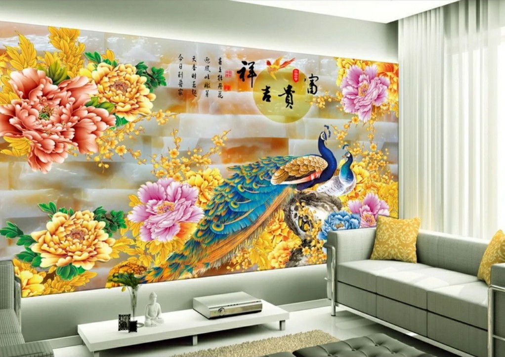 Tranh dán tường 3d công phượng trang trí phòng khách phòng ngủ hàng quán giá rẻ đẹp keo sẵn bóc dán PA