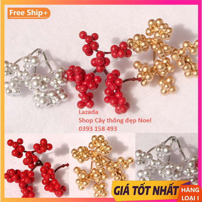Set 3 chùm Cherry nhiều quả trang trí Noel giáng sinh, noel