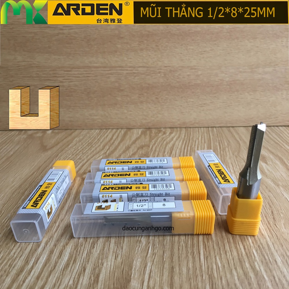[HCM]ARDEN - Mũi phay gỗ 1/2*8*25mm Cốt 12.7mm