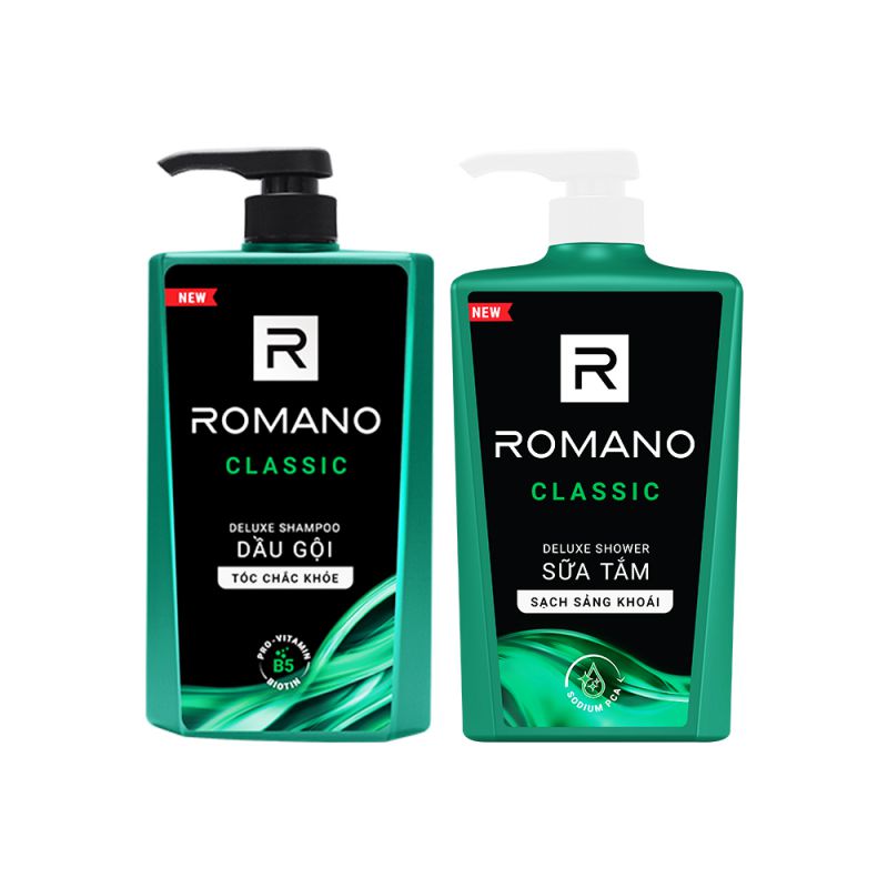 Combo Dầu gội và Sữa tắm Romano Classic 650g/chai