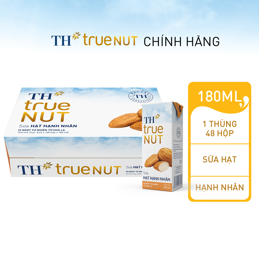 Thùng 48 hộp sữa hạt hạnh nhân TH true NUT 180 ml (48 Hộp)