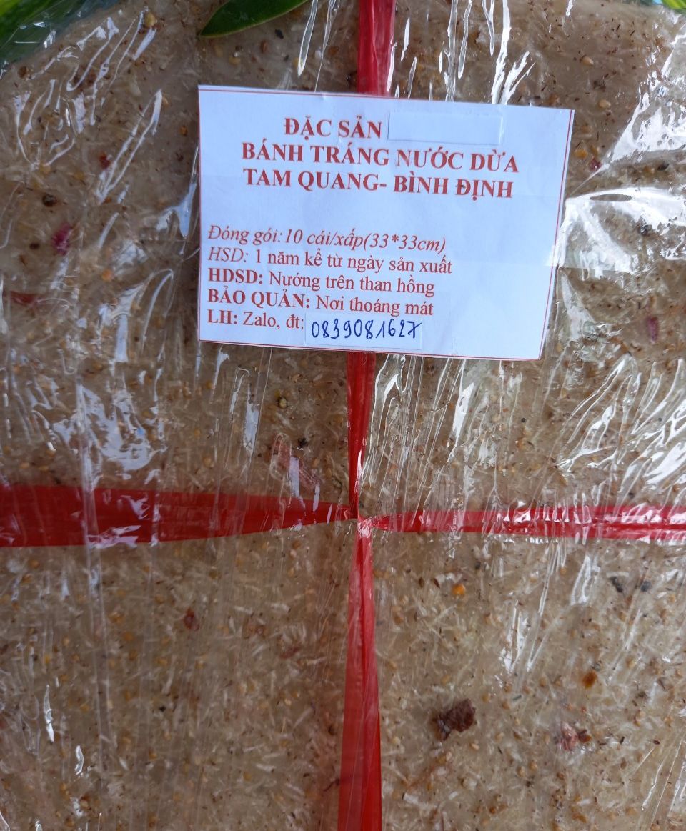 BÁNH TRÁNG NƯỚC CỐT DỪA BÌNH ĐỊNH (10 CÁI/XẤP/1,05KG)