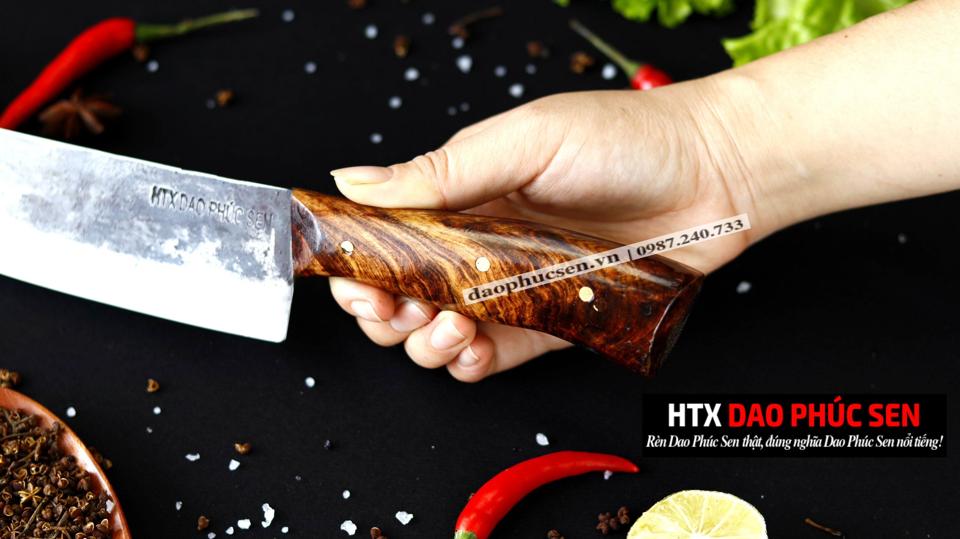 DAO PHÚC SEN THÁI KIỂU 05 cán ốp đồng ( GT05 ) HTX DAO PHÚC SEN