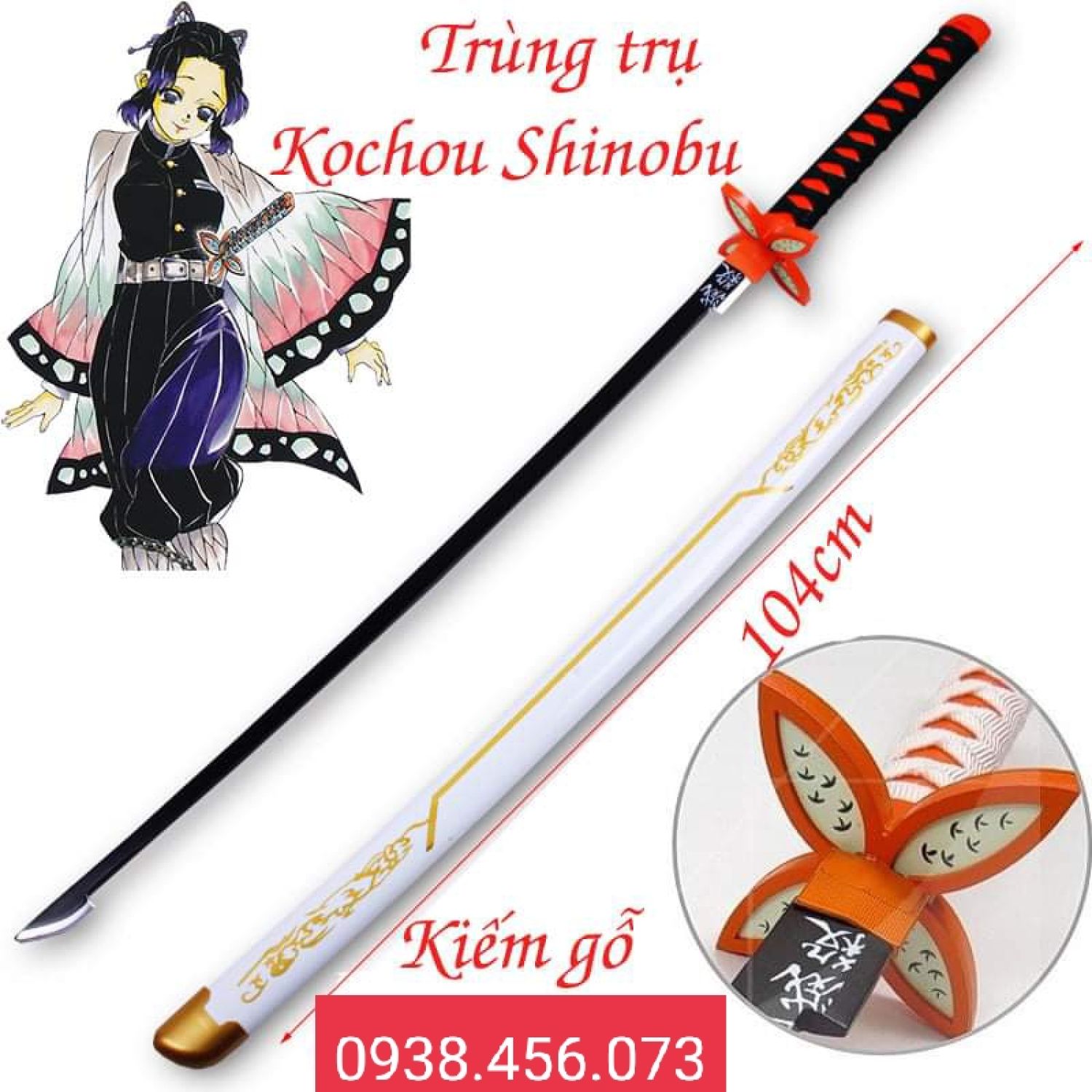 710★(Lưỡi Gỗ Dài 1m) Đạo Cụ Cosplay Kiếm Sĩ Huyền Thoại Yoriichi Trong Kimetsu No Yaiba - Tặng Kèm Đ