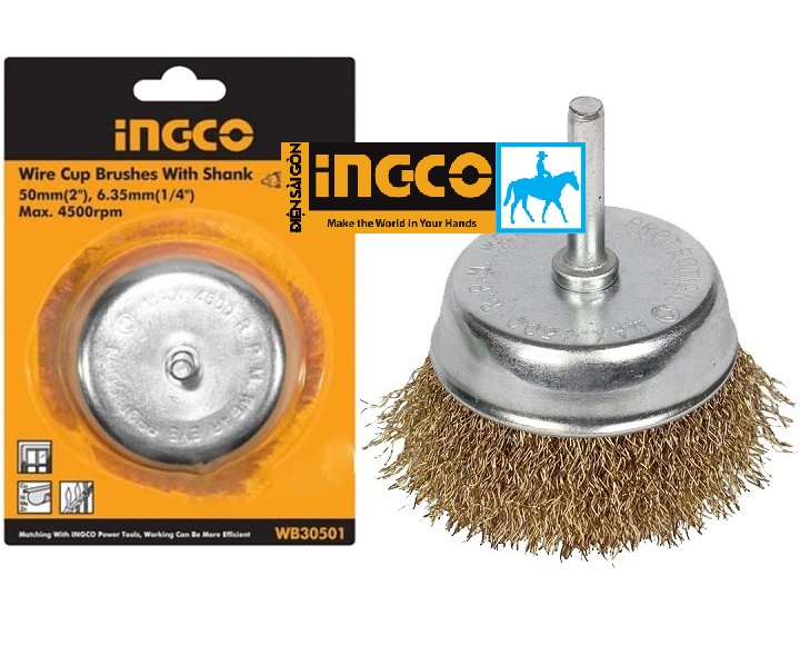 Bánh cước có cán 75mm wire cup brush ingco wb30751
