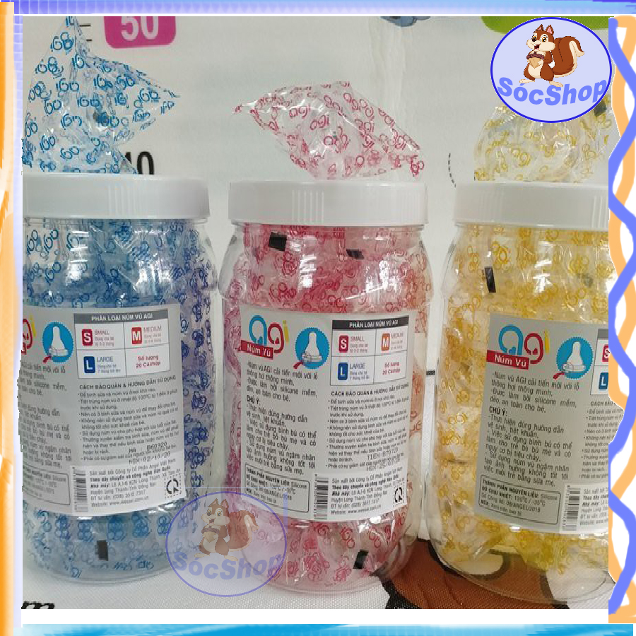 AGI Núm vú thay thế bình cổ thường Tiêu Chuẩn - Núm Ti Silicone  Mềm  cổ hẹp tiêu chuẩn