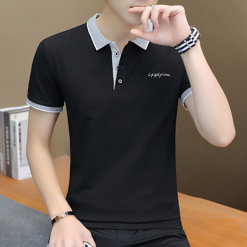 Áo thun nam cao cấp áo thun 5 màu polo cổ phối chữ kĩ chuẩn đẹp hàng tốt vải chất lượng mềm mịn như hình