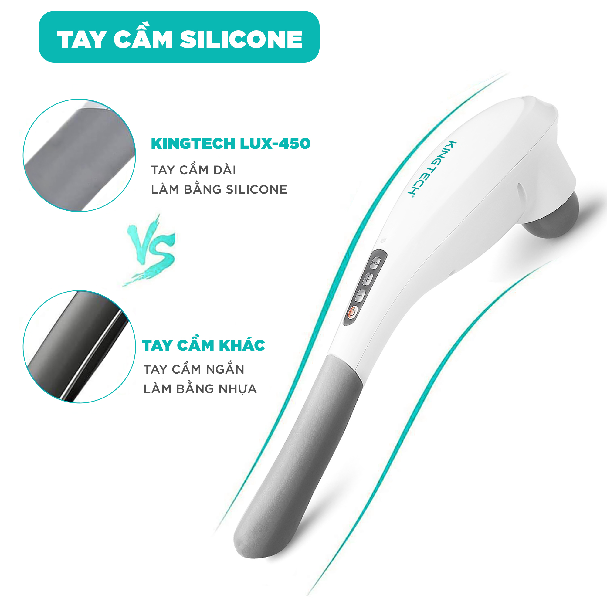 Máy Massage Cầm Tay Đa Năng KINGTECH LUX-450, Máy Mát Xa Toàn Thân Pin Sạc, Thư Giãn Cho Lưng, Cổ, Vai, Gáy, Cánh Tay, Chân - Quà Tặng Nam Nữ, Sếp, Khách Hàng, Doanh Nghiệp - Chính Hãng