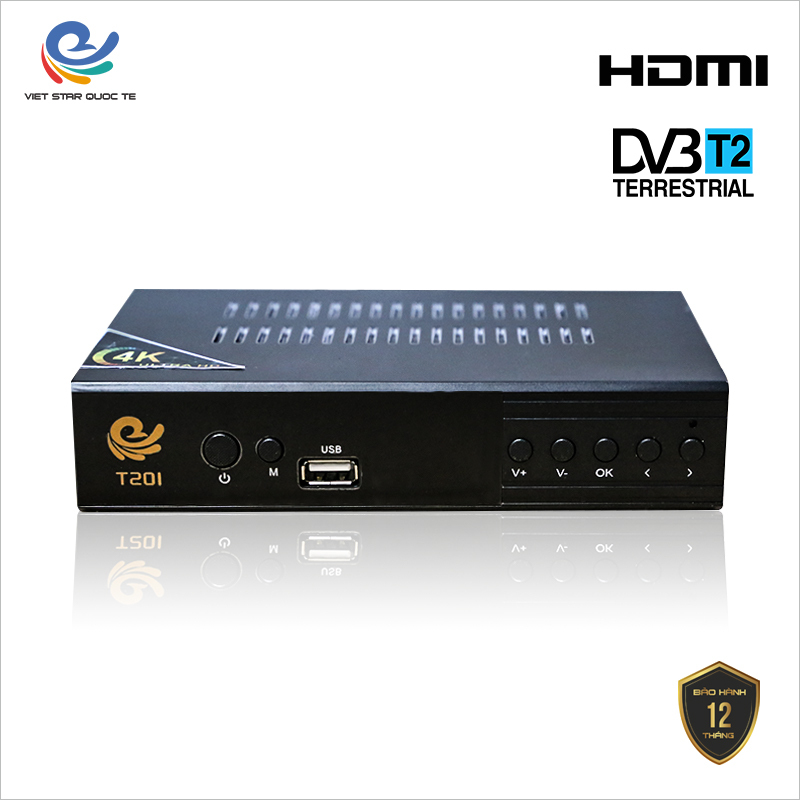 Đầu Thu Kỹ Thuật Số Vstar T201 Bản Nâng Cấp DVBT2, dau thu truyen hinh mat dat Dvb t2, Full HD 1080p thu được hơn 80 kênh truyền hình phổ thông, Bảo hành 12 tháng, đổi trả mới trong vòng 7 ngày, VSTART201TL