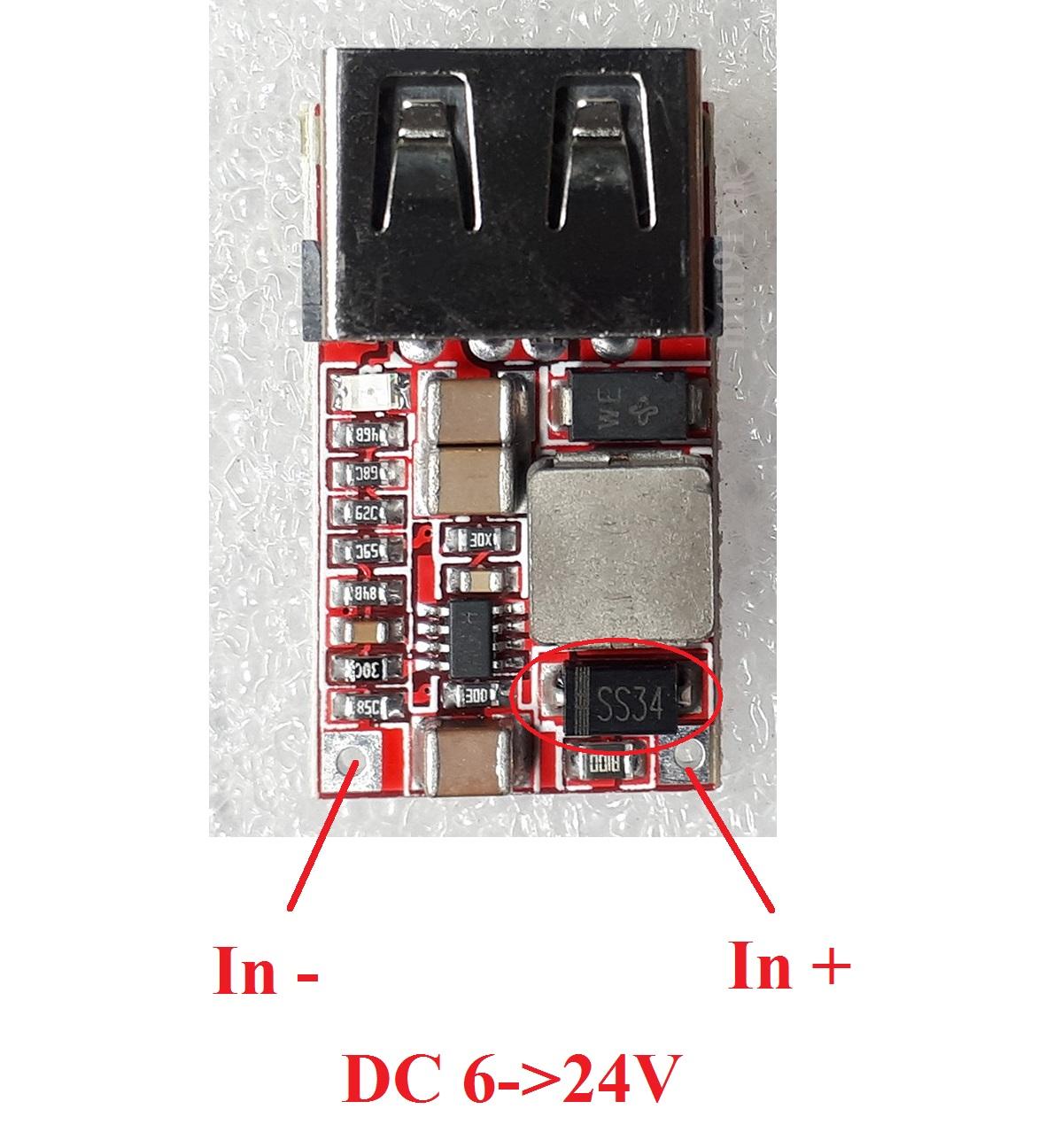 Motorcycle Phone Charger Circuit - 1 USB Port