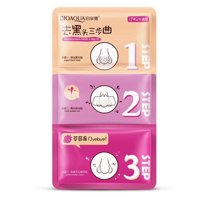[HCM][Set 3 bước] Mặt nạ lột mụn đầu đen ở mũi Bioaqua