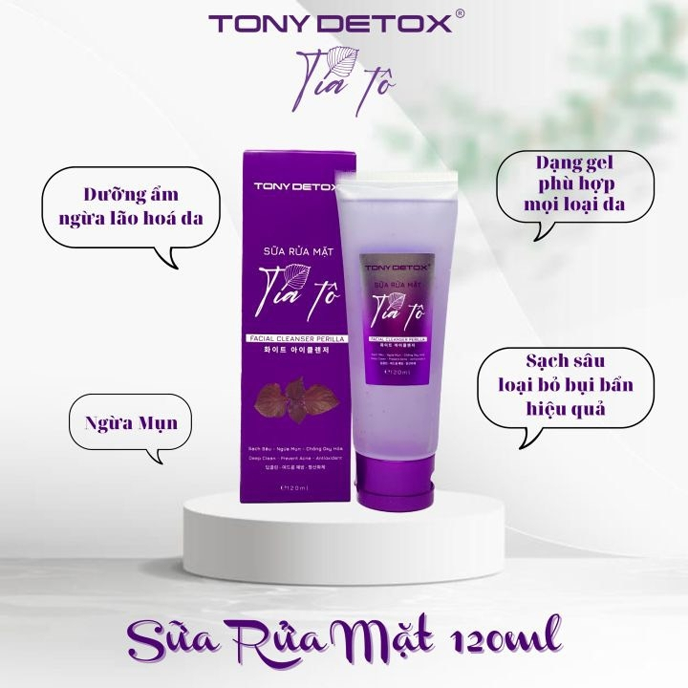 Sữa Rửa Mặt Tía Tô TONYDETOX - 120ml