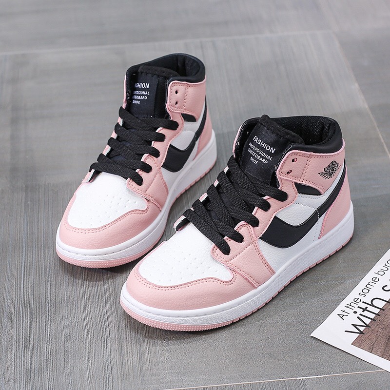 [Tặng Qùa] Giày Thể Thao Sneaker Nữ Cổ Cao Jo.Dan Hồng, Ulzzang, Giay Quảng Châu, Đế Êm, Thoáng Khí Kèm Qùa Tặng