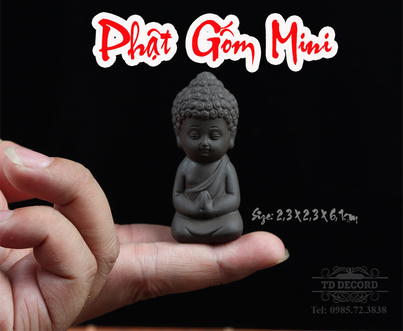 Tượng Phật Tổ Mini Bằng Gốm Trang Trí Tiểu Cảnh, Trang Trí Hồ Cá Size 6cm