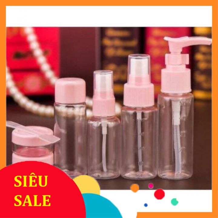 Bộ Chiết Mỹ Phẩm Du Lịch 7 Món (Có Vòi Bơm)