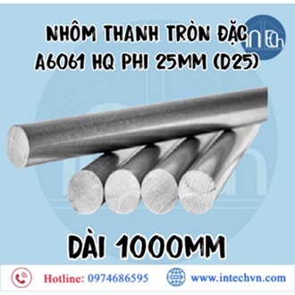 NHÔM THANH TRÒN ĐẶC A6061 HQ Phi 25mm (D25)
