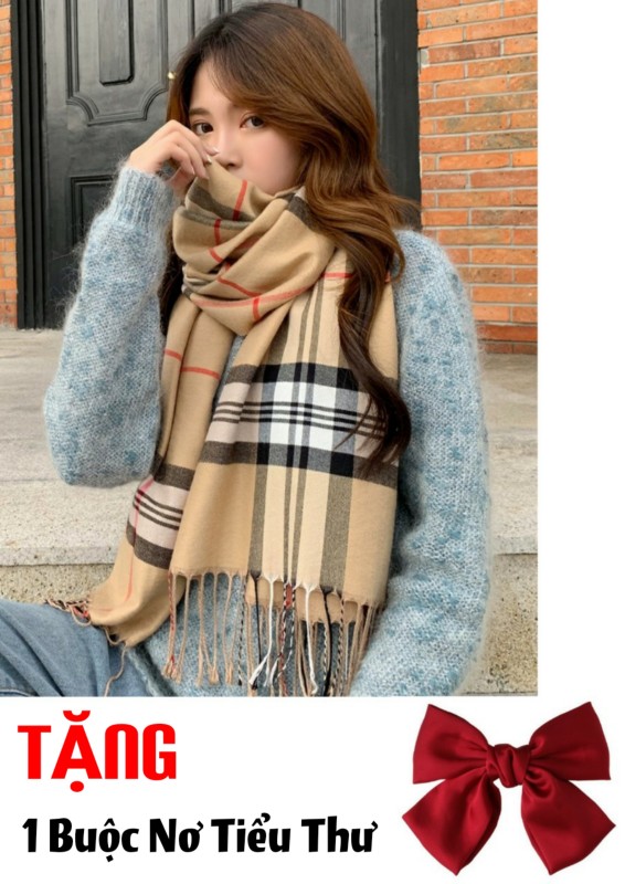 Khăn Dài Quàng Cổ Kẻ BBR TẶNG 1 Buộc Nơ Tiểu Thư