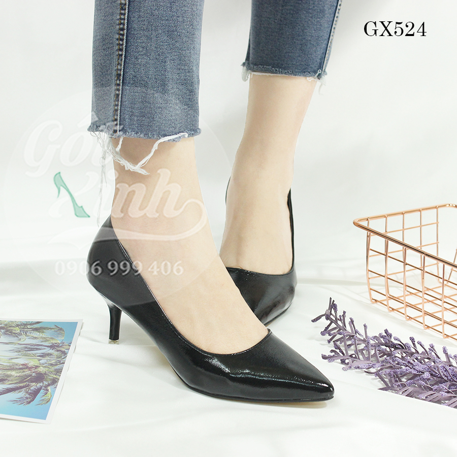 Giày cao gót 5 phân mũi nhọn khoét eo 1 bên - Có size lớn 40 trở lên