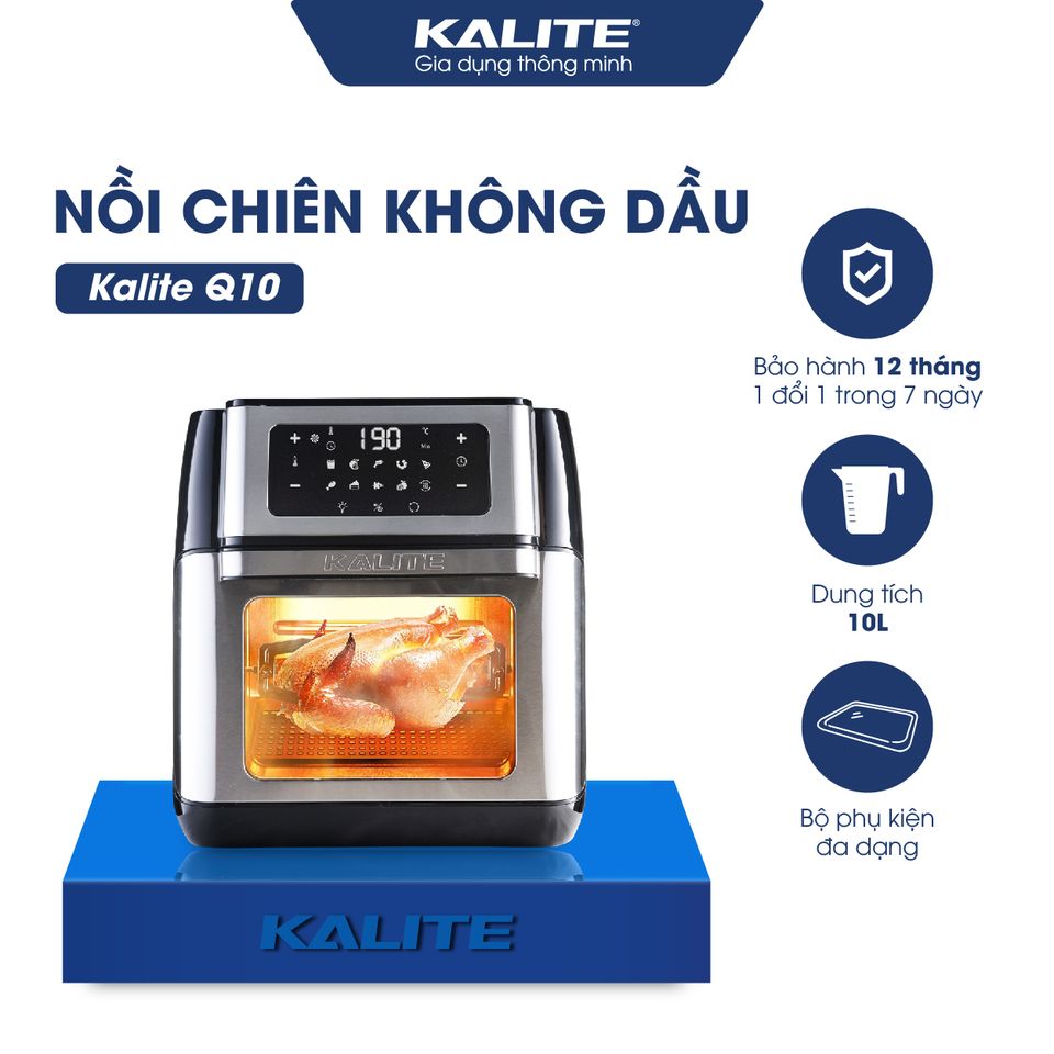 Nồi chiên không dầu KALITE Q10 bản mới nhất 2021, dung tích 10L, công suất 1800W, đa dạng chức năng nấu, bảo hành 12 tháng, FREESHIP [Sản phẩm bán chạy]