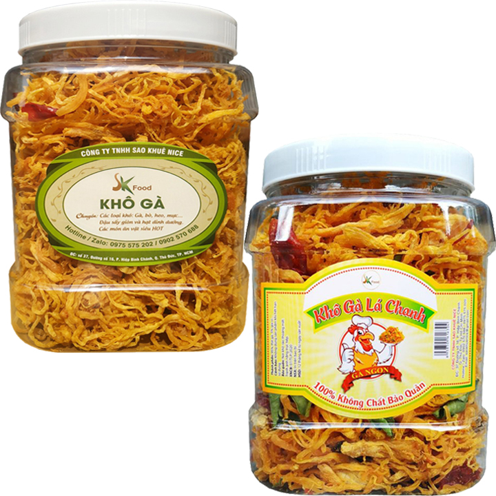 [HCM](COMBO 2 HŨ) 500G GÀ LÁ CHANH VÀ 500 GÀ BƠ TỎI HIỆU SK FOOD