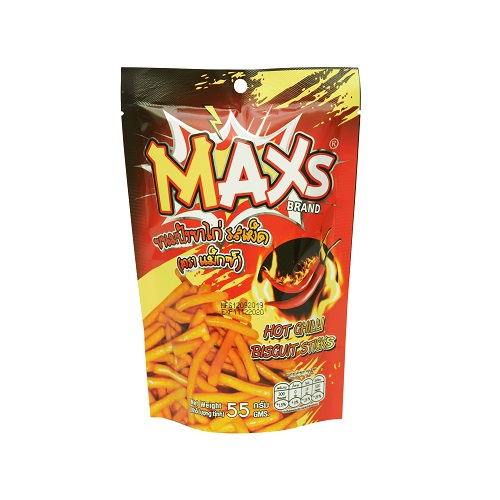 Bim bim MAXs - Bim bim que Thái Lan - gói 55g (vị ớt Thái Lan, vị sốt Gà Hàn Quốc, vị sốt thịt nướng BBQ)