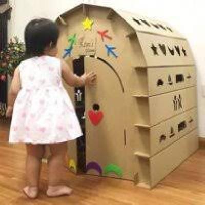 Lều giấy mái vòm/ Nhà bìa carton lắp ghép sáng tạo cho bé-BL