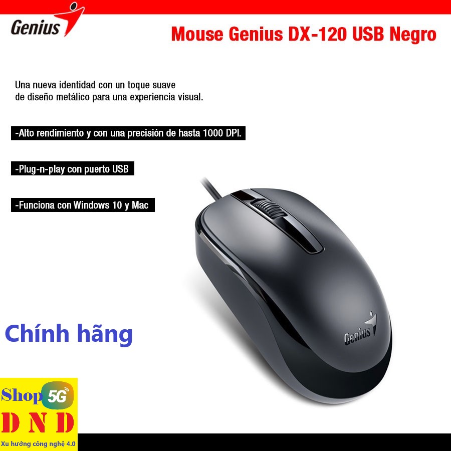 Chuột có dây Genius DX110, DX120 chính hãng sử dụng đầu USB, thiết kế tinh xảo sắc nét từng milimet