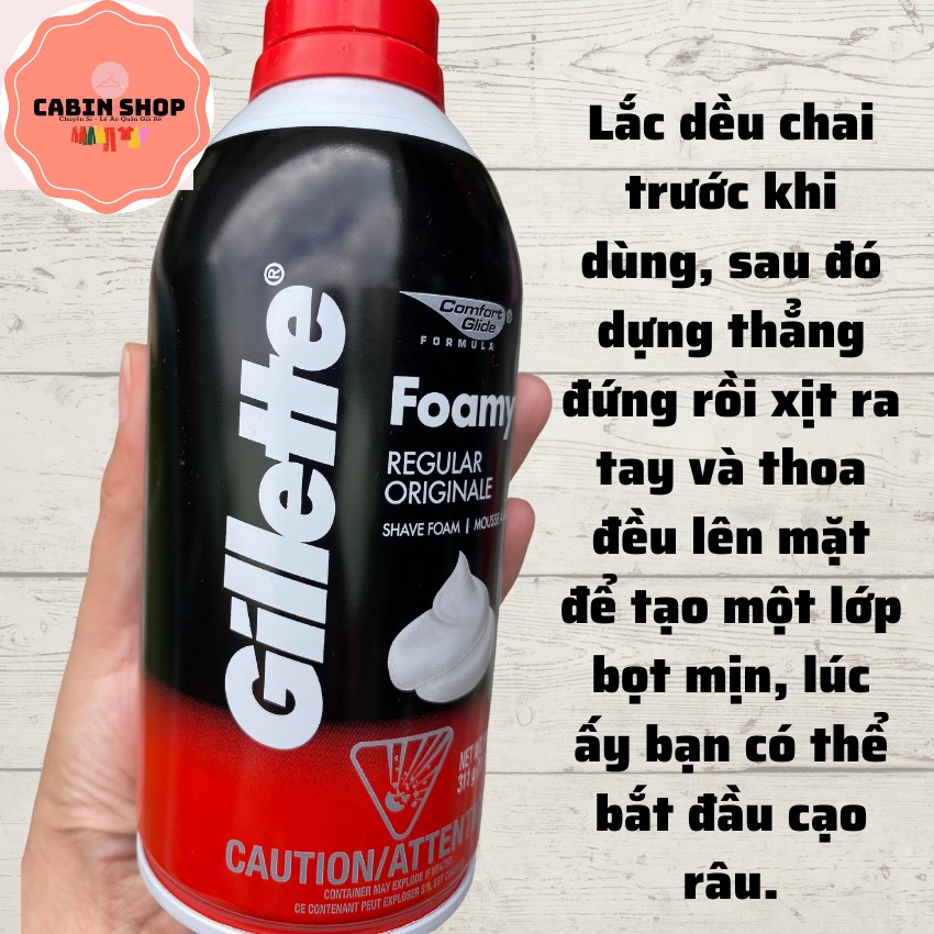 [Hàng Mỹ] Kem Bọt Cạo Râu GILLETTE 311g