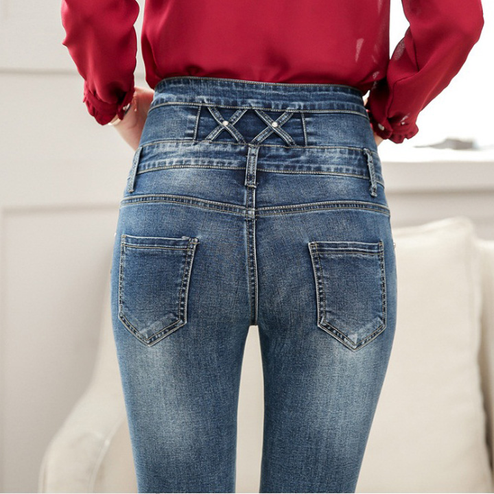 Quần jean nữ lưng cao co giãn thời trang QJ-018a