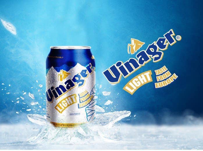 VINAGER LIGHT - BIA CON CÒ - THÙNG 24 LON