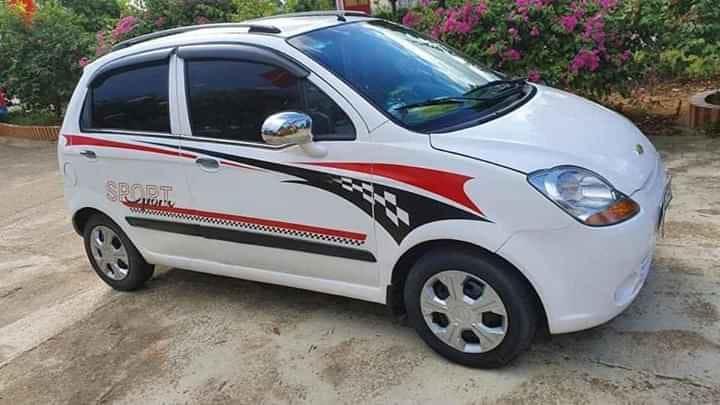 Tem Dán Xe Matiz Spark Trắng Sport Đỏ Đen