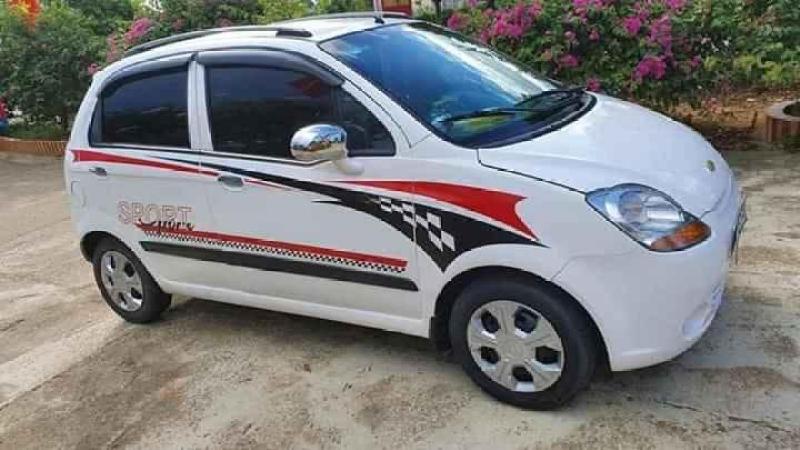 Tem Dán Xe Matiz Spark Trắng Sport Đỏ Đen