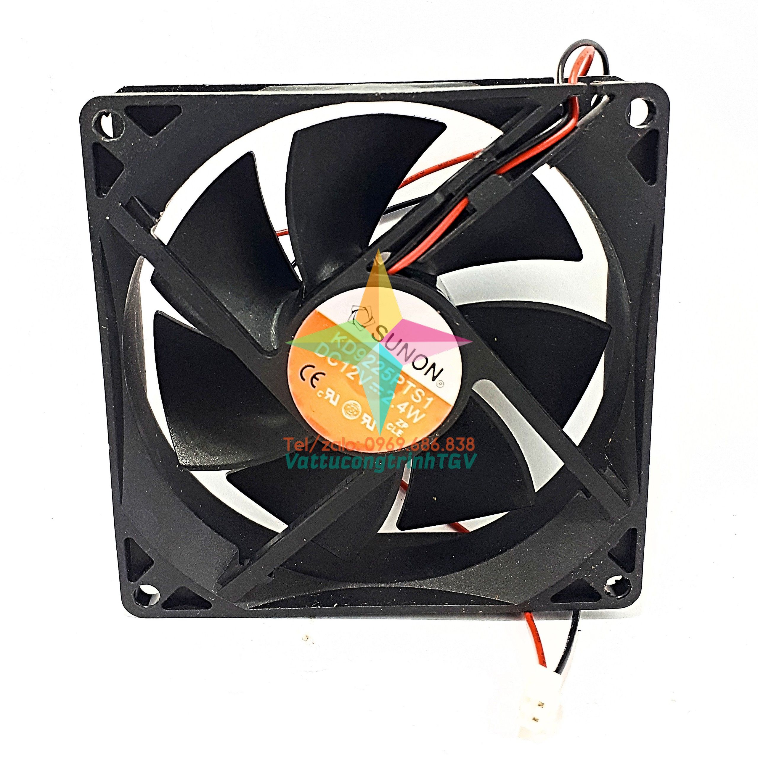 Quạt vuông tủ lạnh DC12V - 2 dây - 7 cánh