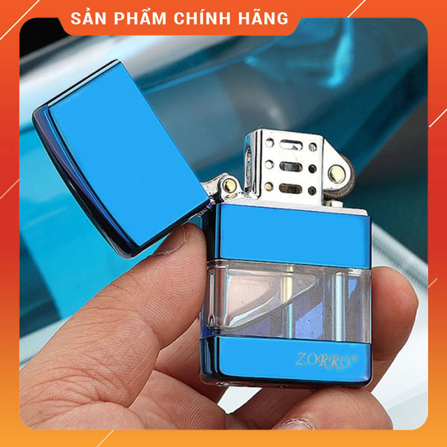 Hộp quẹt bật lửa xăng đá zorro z690 full 3 bình xăng màu - nhiều màu