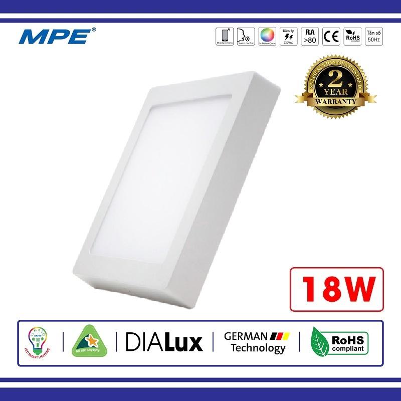 Đèn led panel ốp trần vuông nổi 18w mpe