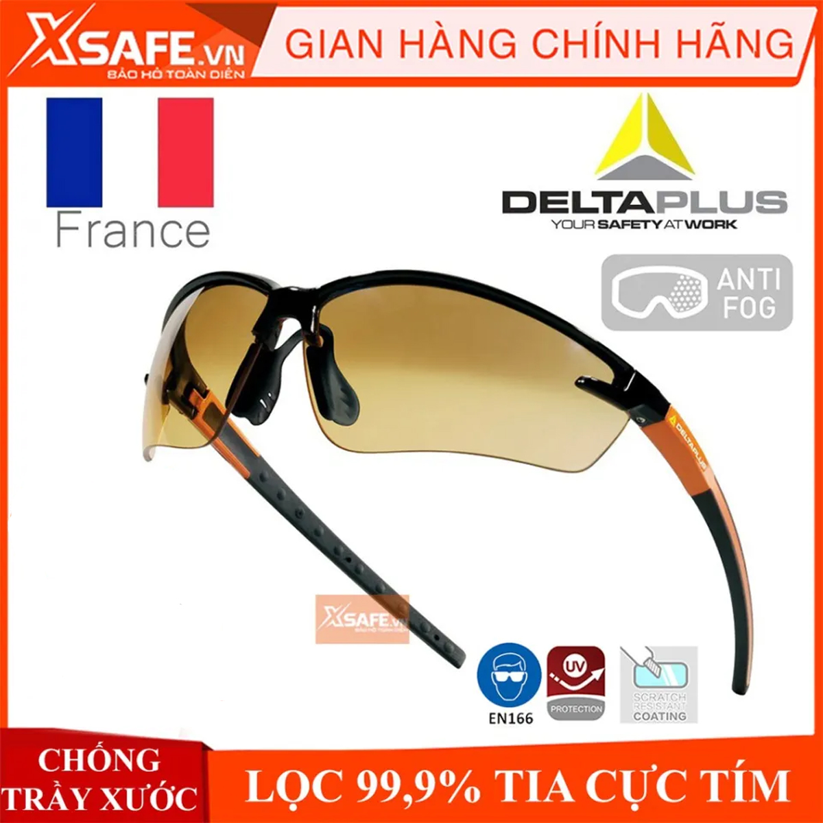 Kính bảo hộ Deltaplus Fuji2kính chống tia UV, chống bụi, chắn gió, chống xước, đọng sương. Mắt kính trong suốt, bảo vệ mắt du lịch, lao động, đi xe máy (2 màu trắng/vàng khói(gradient))