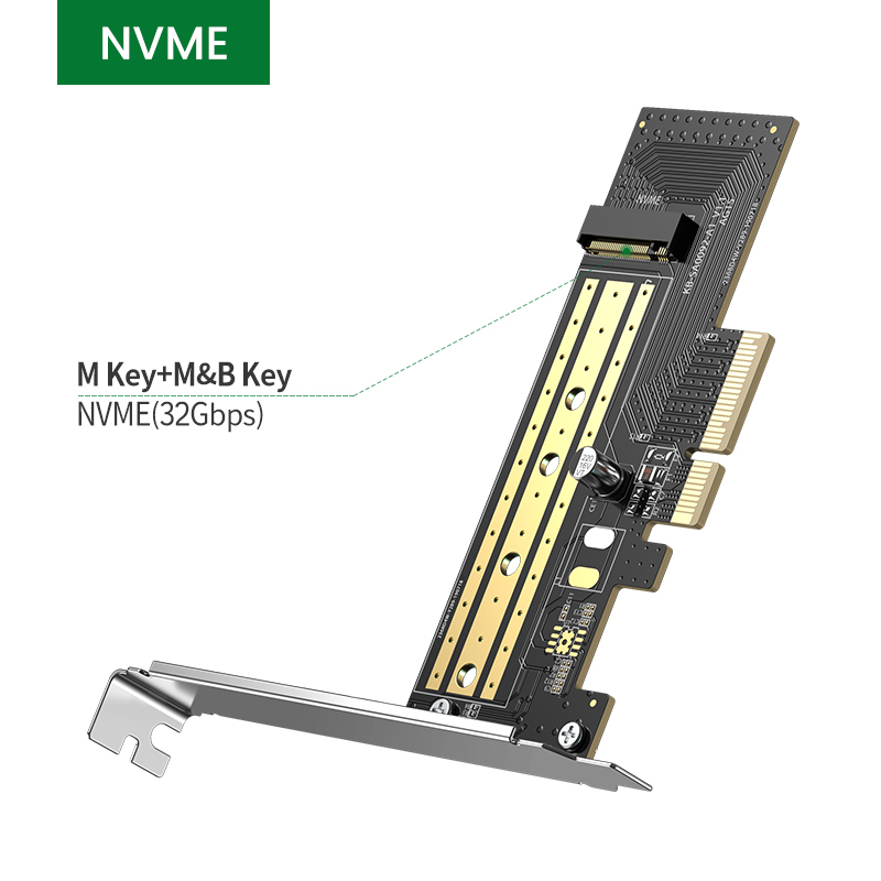 Ugreen NVME PCIE to M2 Adapter NVMe M.2 PCI Express Adapter 32Gbps PCI-E Card x4/8/16 M&B Key SSD Computer Expansion Add On Cards